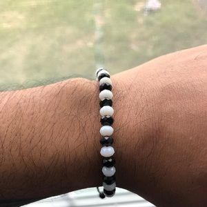 Black and white oval faceted shamballa bracelet